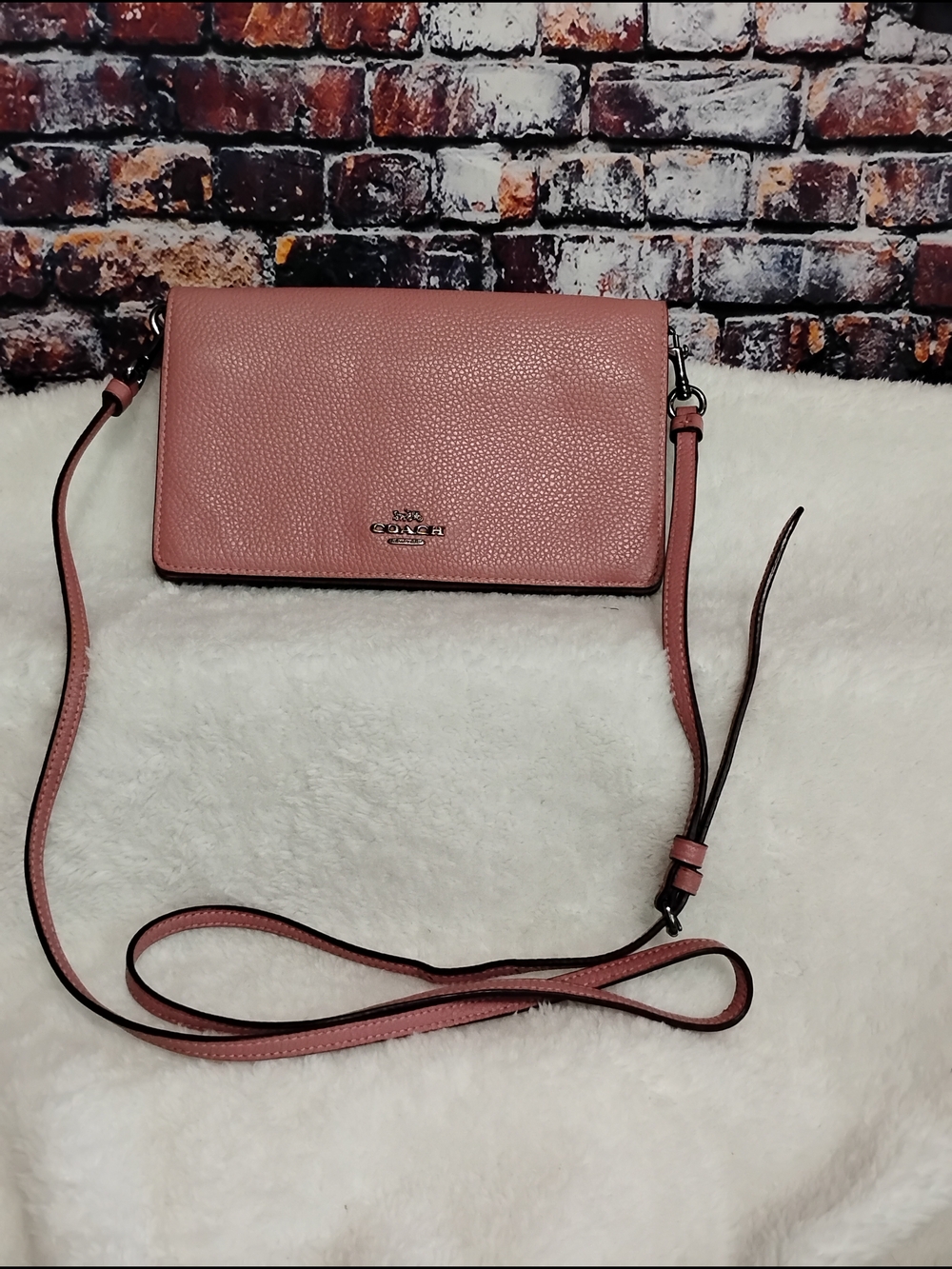 Coach Hayden Pebbled Leather Crossbody Purse Handag Wallet - Pink